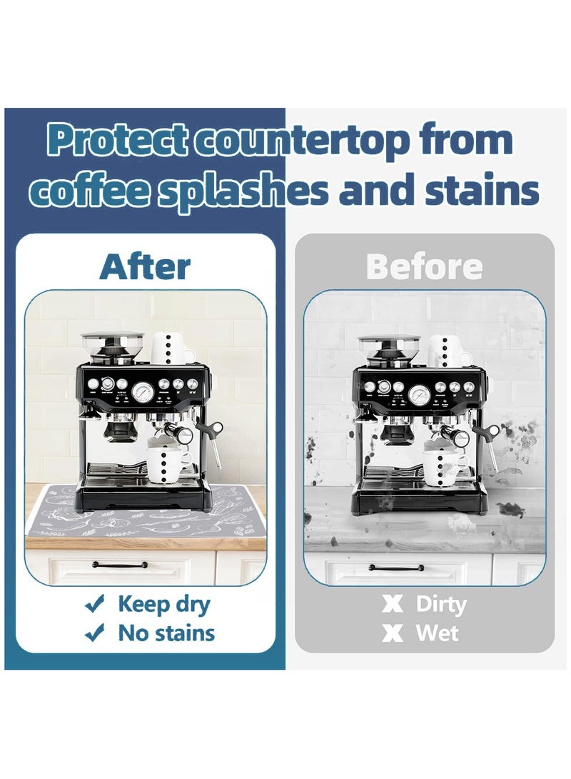 حصيرة قهوة ، حصيرة تجفيف لآلة القهوة مع قاع مطاطي غير قابل للانزلاق ، حصيرة تجفيف سريع لآلة القهوة ، مطبخ ، حوض ، أدوات مائدة (أبيض) - Image 3