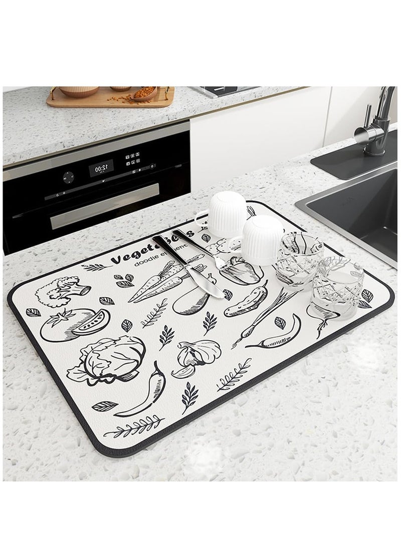 Arabest - Coffee Mat, Coffee Machine Drying Mat with Non-Slip Rubber Bottom, Quick-Drying Mat for Coffee Machine, Kitchen, Sink, Tableware (White) - Image 1