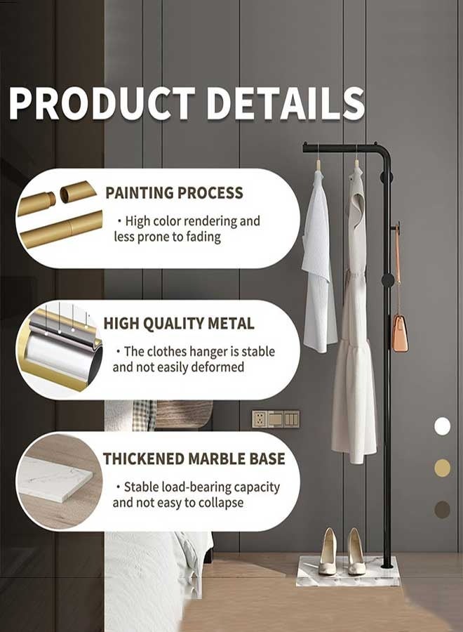 RAWAID Black Clothes Rack Standalone Metal Clothes Rack with Rod and 3 Hooks Modern Clothes Rack with Marble Base L-shaped Clothes Rack, Suitable for Entrance Hall and Bedroom and Living Room and Office - Image 5