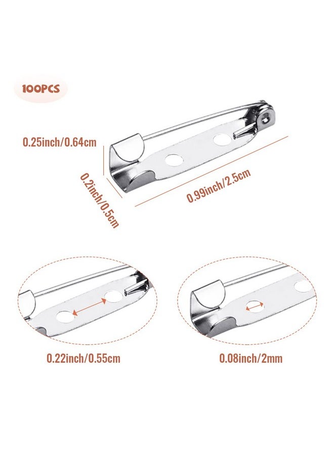 Tenalleys 100 Pcs Bar Pins Backs Safety Clasp Locking Pins Silver Brooch Clasp Pins Bar Jewelry Pins For Badges Diy Craft Sewing Baby Shower Wedding Name Tags (25Mm)  - Image 2