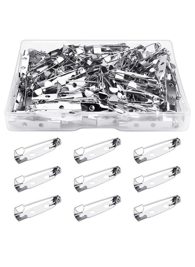 Tenalleys 100 Pcs Bar Pins Backs Safety Clasp Locking Pins Silver Brooch Clasp Pins Bar Jewelry Pins For Badges Diy Craft Sewing Baby Shower Wedding Name Tags (25Mm)  - Image 1
