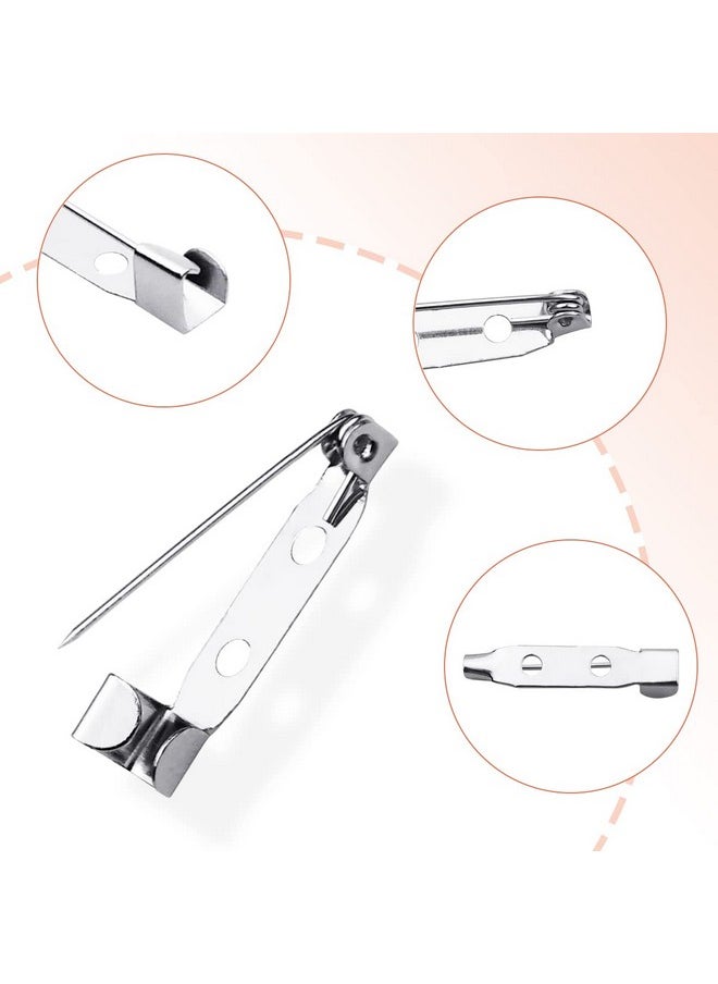 Tenalleys 100 Pcs Bar Pins Backs Safety Clasp Locking Pins Silver Brooch Clasp Pins Bar Jewelry Pins For Badges Diy Craft Sewing Baby Shower Wedding Name Tags (25Mm)  - Image 3