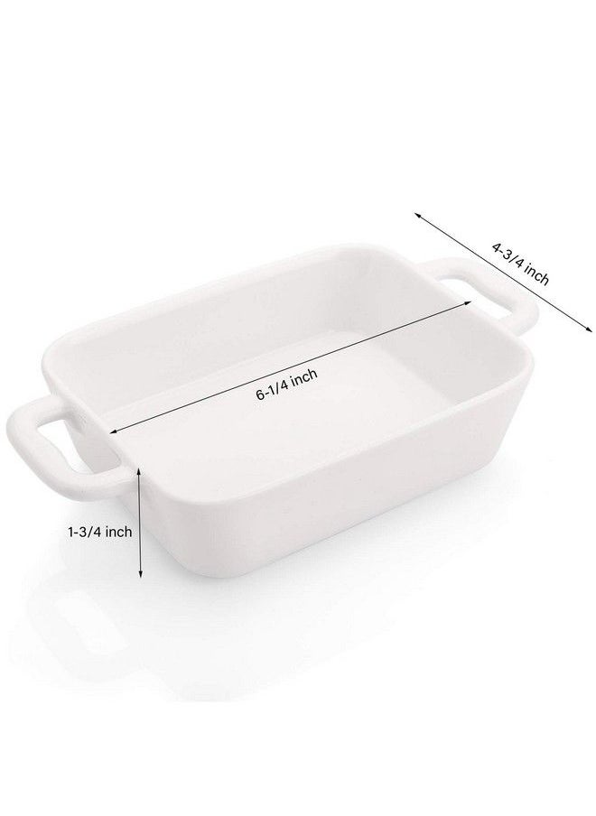 Foraineam 6 Pieces Bakeware Set White Porcelain Souffle Dishes Creme Brulee Ramekins 61/4 X 43/4 Inch Rectangular Baking Pans With Double Handles  - Image 3