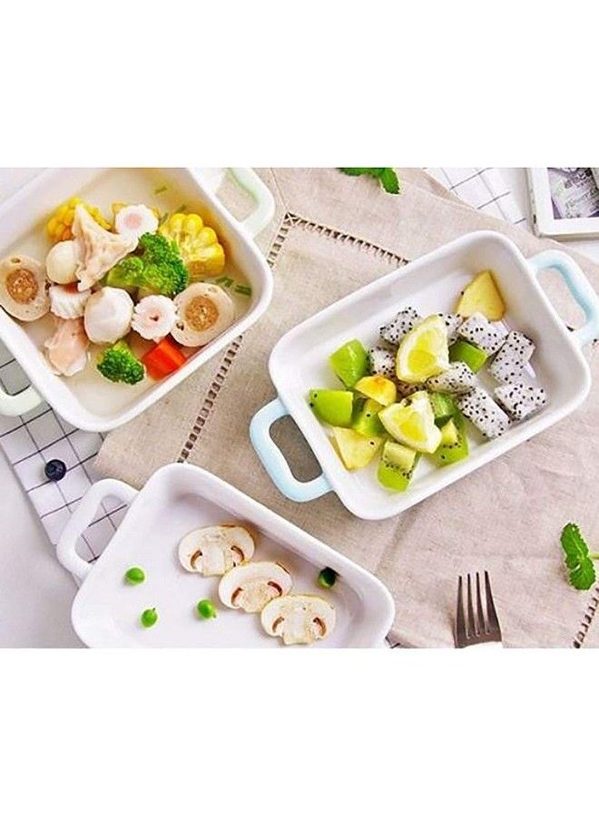 Foraineam 6 Pieces Bakeware Set White Porcelain Souffle Dishes Creme Brulee Ramekins 61/4 X 43/4 Inch Rectangular Baking Pans With Double Handles  - Image 5