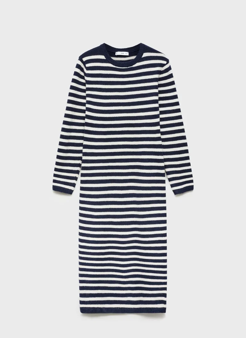 MANGO Striped Crew Neck Dress