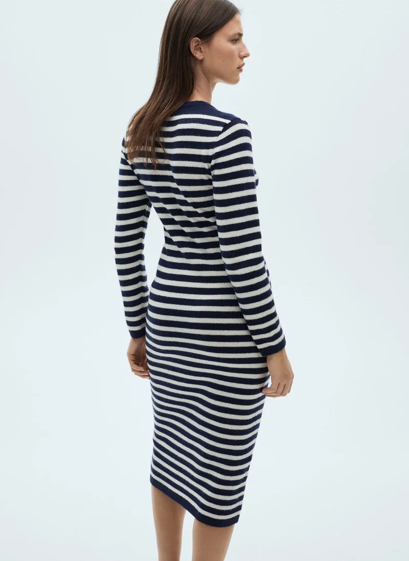 مانجو Striped Crew Neck Dress