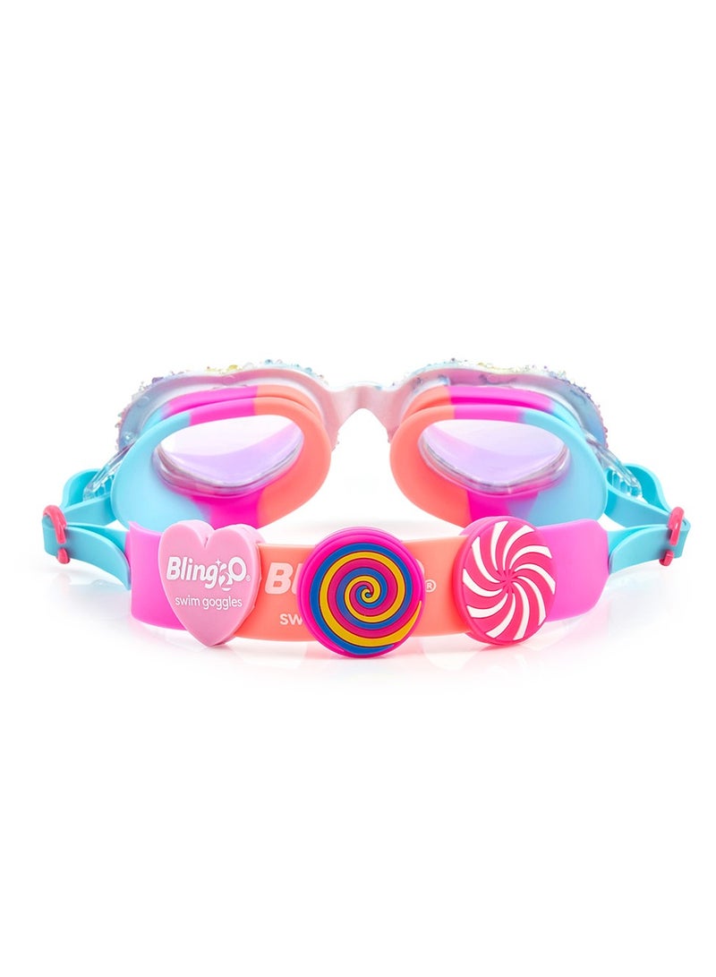 Bling2O I Luv Candy Sweethearts Swim Goggles for Kids - Ages 5+ - Anti Fog, NoBling2o  Leak, Non Slip, UV Protection - Hard Travel Case - Lead and Latex Free - Image 2