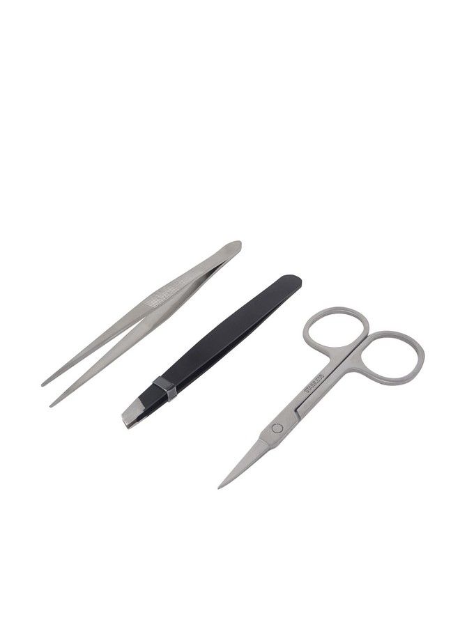 HONBAY مجموعة من 3 ملقط مدبب ومائل من الفولاذ المقاوم للصدأ ومقص للحواجب وشعر الأنف - Image 3