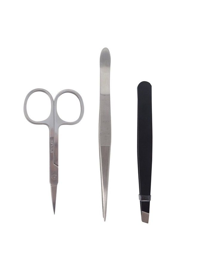 HONBAY مجموعة من 3 ملقط مدبب ومائل من الفولاذ المقاوم للصدأ ومقص للحواجب وشعر الأنف - Image 2