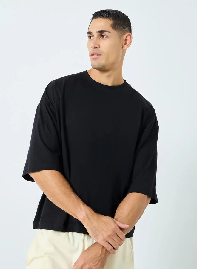 Styli Styli Men Black Boxy Fit Jersey T-Shirt