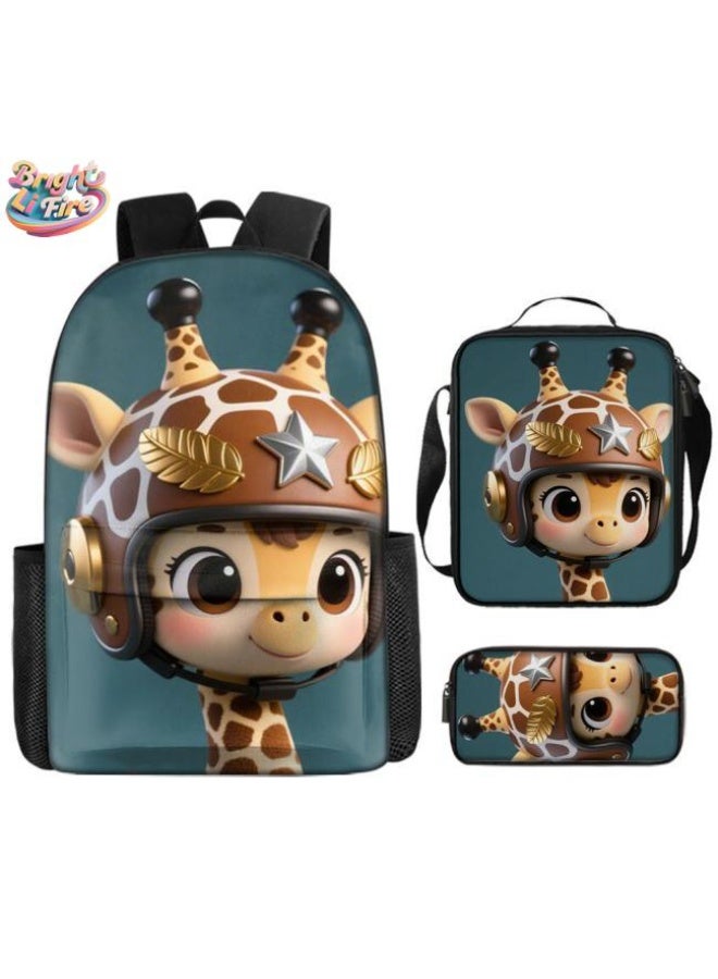 Bright Li Fire Unlock the new fashion of childish fun! Three-piece set of bags, cartoon elements for children and teenagers (students, children, friends' outings, mountain climbing, schooling, etc. can be used) - 7 - Image 1