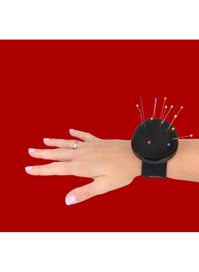 BOHIN Adjustable Snap Bracelet, Black Sewing Pin Cushion - Image 4