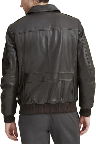 Crafter Men's Classic A2 Aviator WWII Flying Tiger Leather Jacket - Pilot Bomber Leather Jacket With Shirt Collar For Men (US, Alpha, 3X-Large, Regular, Regular, Dark Brown) - Image 4
