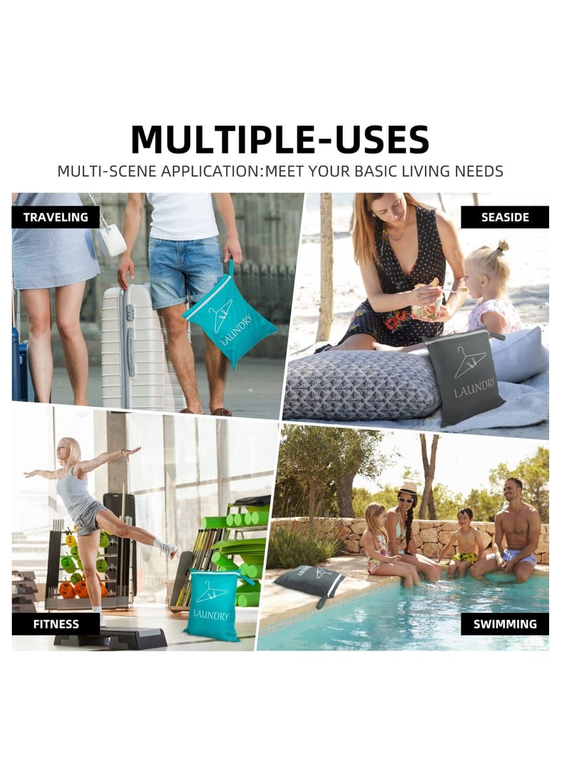 Barakah حقائب غسيل السفر 2 حزمة، قابلة للغسل في الغسالة، منظم غسيل رطب وجاف بسحاب للجيم، السباحة، اليوغا، الشاطئ، والسفر، حقائب تخزين خفيفة الوزن ومتينة من البوليستر للملابس - Image 4