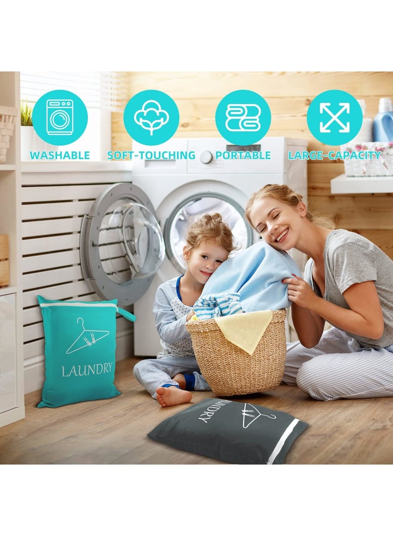 Barakah حقائب غسيل السفر 2 حزمة، قابلة للغسل في الغسالة، منظم غسيل رطب وجاف بسحاب للجيم، السباحة، اليوغا، الشاطئ، والسفر، حقائب تخزين خفيفة الوزن ومتينة من البوليستر للملابس - Image 3