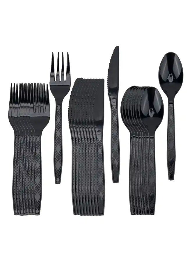 Black plastic cutlery set 30 pcs