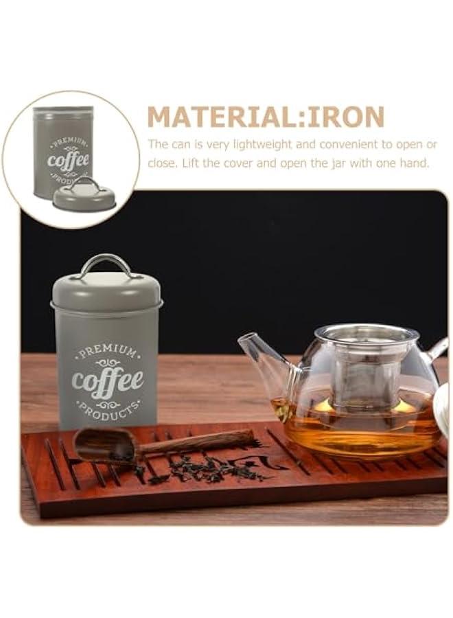 HOOKOR Durku 3 Piece Food Jars Canisters Sets, Metal Vintage Airtight Coffee Container, Coffee Sugar Tea Canister Set with Lid,Rustic Farmhouse Decor for Kitchen (Grey) - Image 4