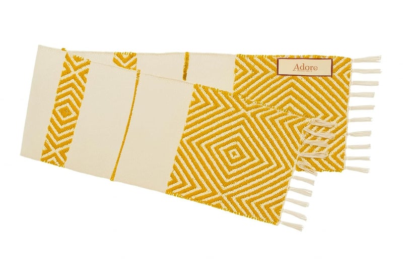 STONEMUNK Cotton Table Runner 13'' x 72'' Eco-Friendly Hand-Made Cotton Runner for Parties, Dining Table, Wedding, Boho Runner - (Yellow - T.R (Diamond)) - Image 3