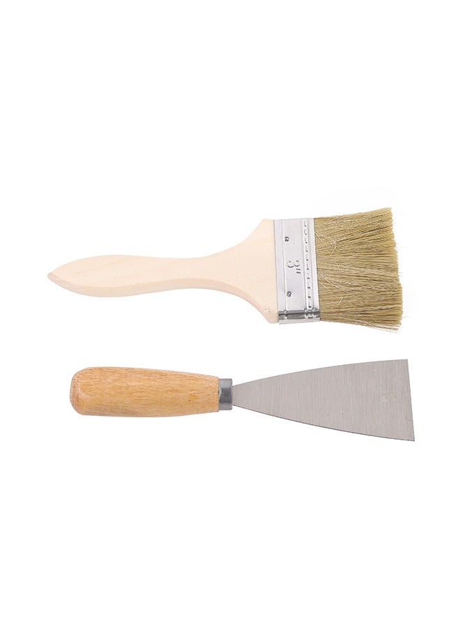 LAWAZIM Brush With Putty Knife Set - 2 Piece - Synthetic Bristle Paint Brush and Scraper with Wooden Handles for Wall Repair, Surface Prep, DIY Projects - Ideal for Homeowners, Renters, and Painters - Image 2