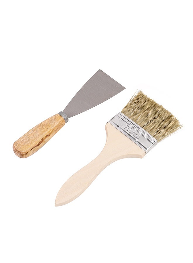 LAWAZIM Brush With Putty Knife Set - 2 Piece - Synthetic Bristle Paint Brush and Scraper with Wooden Handles for Wall Repair, Surface Prep, DIY Projects - Ideal for Homeowners, Renters, and Painters - Image 4