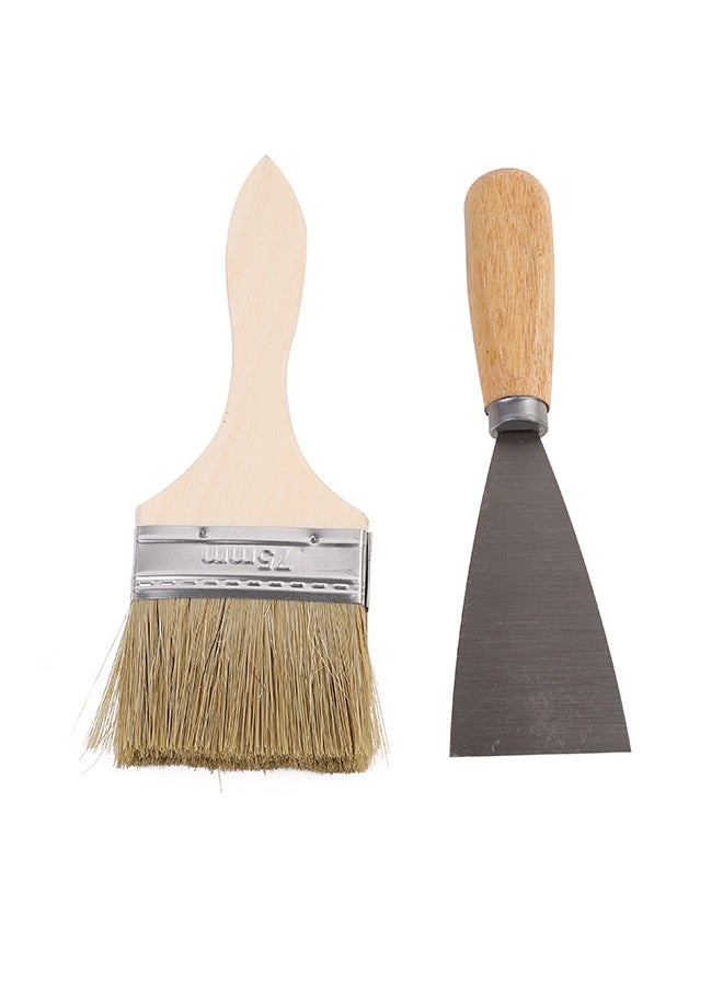 LAWAZIM Brush With Putty Knife Set - 2 Piece - Synthetic Bristle Paint Brush and Scraper with Wooden Handles for Wall Repair, Surface Prep, DIY Projects - Ideal for Homeowners, Renters, and Painters - Image 5