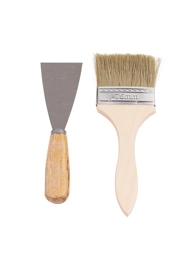LAWAZIM Brush With Putty Knife Set - 2 Piece - Synthetic Bristle Paint Brush and Scraper with Wooden Handles for Wall Repair, Surface Prep, DIY Projects - Ideal for Homeowners, Renters, and Painters - Image 3