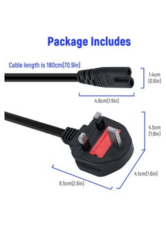 HIAS "[1.5-Meter] UK Power Cord with Fuse - 2 Pin Mains Cable for Laptop, Monitor, TV, Printer, and Small Appliances - Durable and Safe Power Supply Cable"  - Image 3