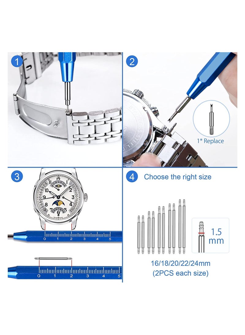 SYOSI Watch Link Removal Kit Watch Repair Tool Kit Watch Link Remover Watch Strap Adjustment Tool Watch Repair Strap Removal Kit Ideal for Watchmaker - Image 4