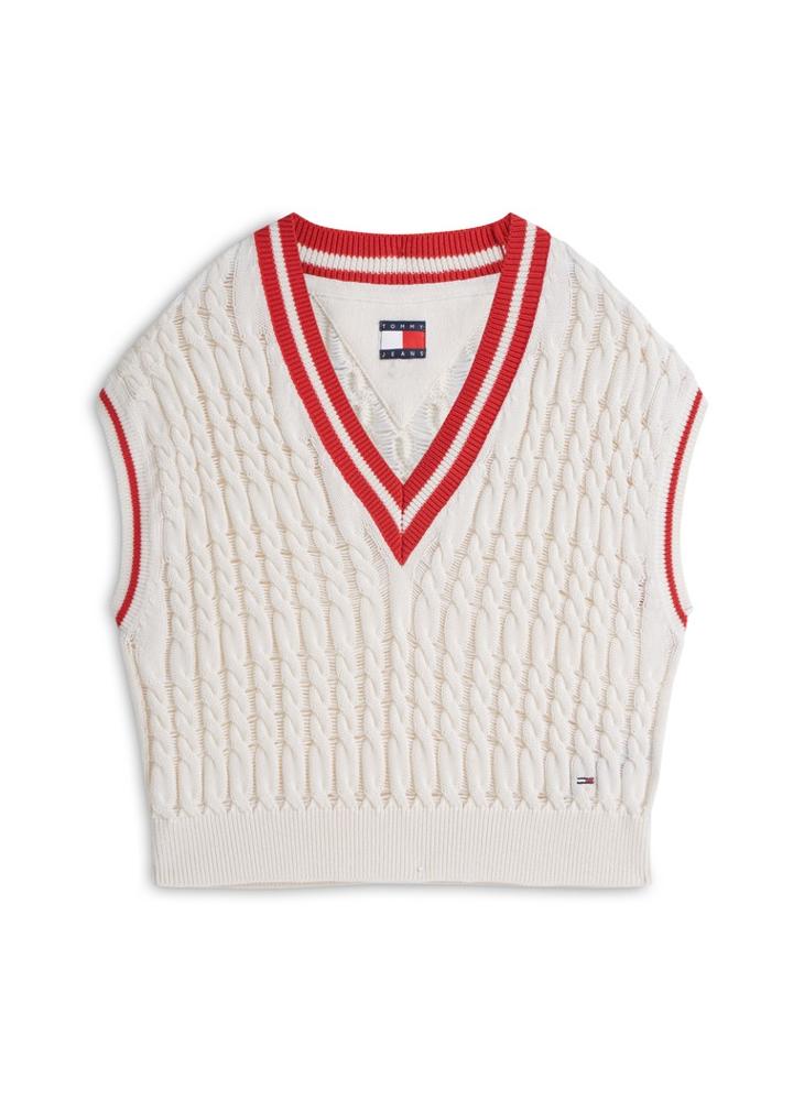 TOMMY JEANS Cable Knit V-Neck Oversized Sweater Vest - Image 5