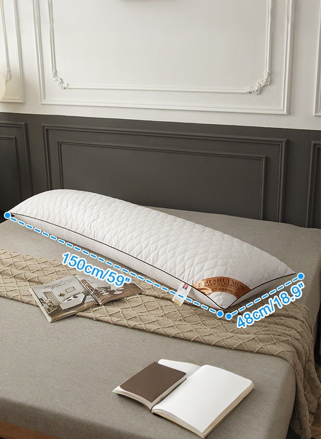 Uptyia Microfiber Solid Long Sleeping Pillow，Full Body Pillows for Adults with Washable Removable Pillowcase, Quilted Long Bed Pillows for Sleeping, Large Pillow for Pregnancy Women and Side Sleepers（48*150cm） - Image 4