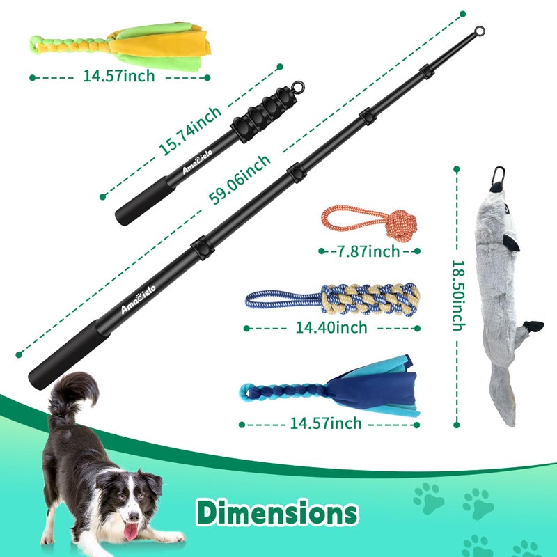AmaCielo Flirt Pole for Dogs, Interactive Toys Tug-of-war for Dogs, Five-Section Retractable Adjustable Length,for Outdoor Exercise & Training for Small Medium Large Dog - Image 2