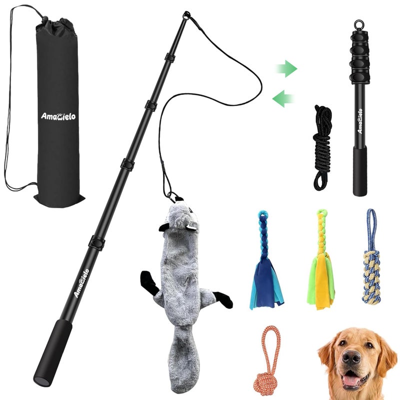AmaCielo Flirt Pole for Dogs, Interactive Toys Tug-of-war for Dogs, Five-Section Retractable Adjustable Length,for Outdoor Exercise & Training for Small Medium Large Dog - Image 1