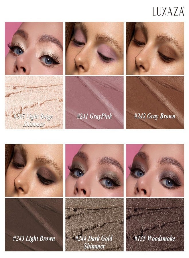 LUXAZA PRO Neutral Eyeshadow Stick Makeup 6PCS Set, Dark Grey Shimmer Matte Cream Eye Shadow for Smoky Eye Brightener Pencil Crayon - A3 Smoky Rose Taupe - Image 2