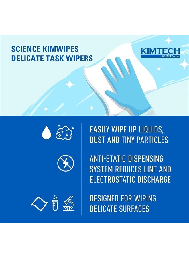 Kimberly-Clark - B0013HT2QW– Kimtech Science KimWipes Delicate Task Wipers; 4.4 x 8.4 in. (11.2 x 21.3cm); 1-Ply, (Pack of 1, 286 Count) - Image 1