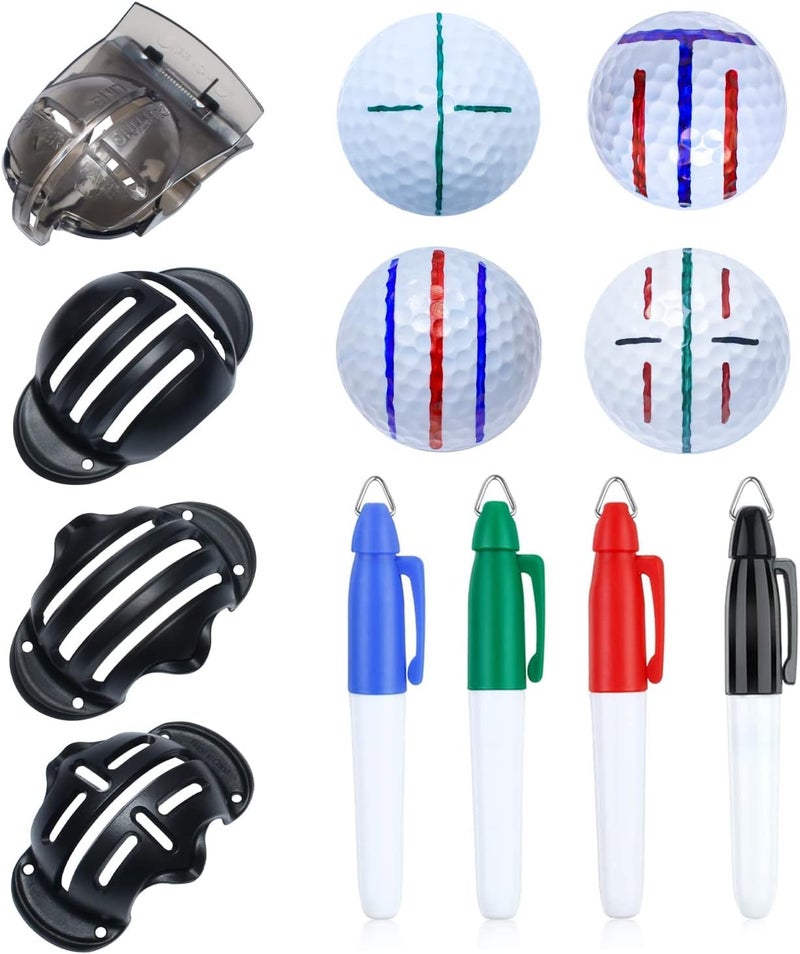 CUALFEC 8 Pack Golf Ball Marker,Golf Ball Line Drawing Marker,Golf Ball Liner Golf Ball Marking Tool Golf Accessories Golf Ball Alignment Marking Tool - Image 1