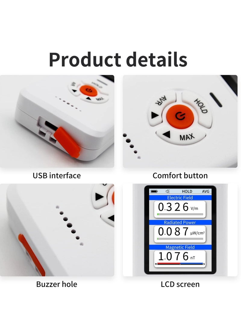 Generic - EMF Meter Multi Testers, Portable Handheld Radiation Detector Gauss Reader, 3 in 1 Digital/Graph Electromagnetic Field Radiation Detector for EF/RF/MF, for Home, Office, Outdoor, EMF Inspections - Image 1