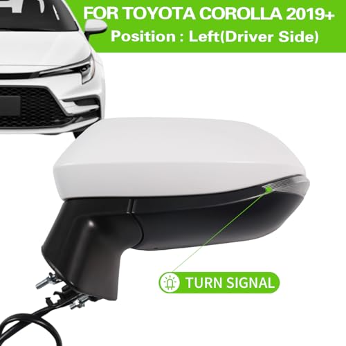 Liizoo Side Mirror Car Door Mirror Fits for Toyota Corolla 2019-2025 Left Driver Side|TO1320394|Power|Heat| 6 Pins White LH - Image 2