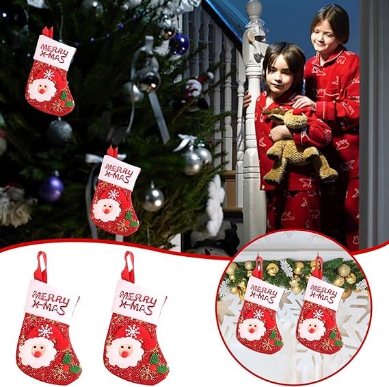 BAKEFY BAKEFY2pcs Xmas Hanging Stocking for Christmas Tree Holiday Home Decor Christmas Stockings Santa Snowman - Image 5