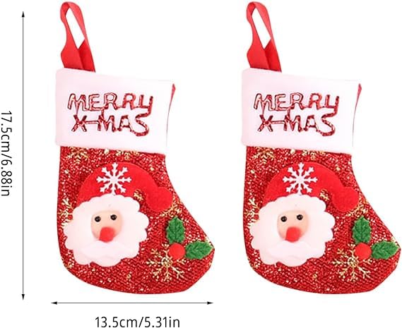 BAKEFY BAKEFY2pcs Xmas Hanging Stocking for Christmas Tree Holiday Home Decor Christmas Stockings Santa Snowman - Image 2