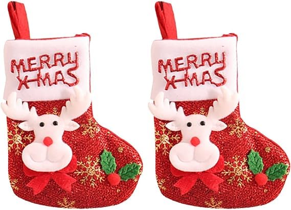 BAKEFY BAKEFY2pcs Xmas Hanging Stocking for Christmas Tree Holiday Home Decor Christmas Stockings Santa Snowman - Image 3