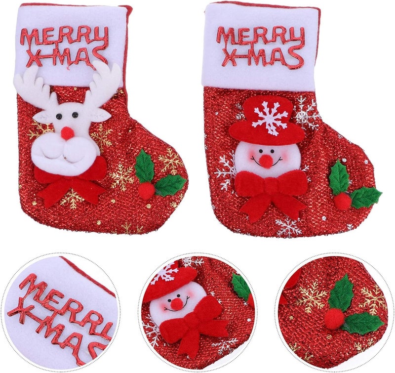 BAKEFY BAKEFY2pcs Xmas Hanging Stocking for Christmas Tree Holiday Home Decor Christmas Stockings Santa Snowman - Image 1
