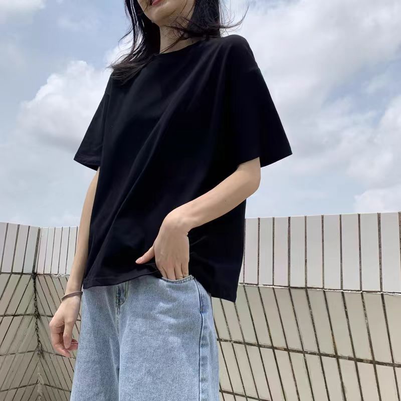 Simple Black Short-Sleeved T-Shirt Women'S Summer Loose Korean Fashion Multicolor Internet Popular Ins Super Popular - Image 2
