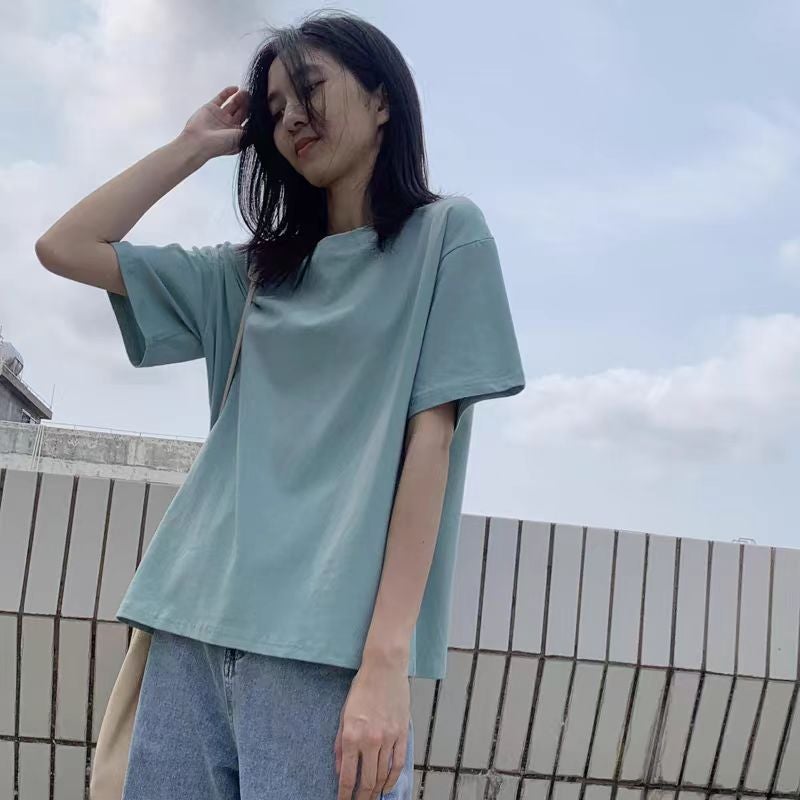 Simple Black Short-Sleeved T-Shirt Women'S Summer Loose Korean Fashion Multicolor Internet Popular Ins Super Popular - Image 4