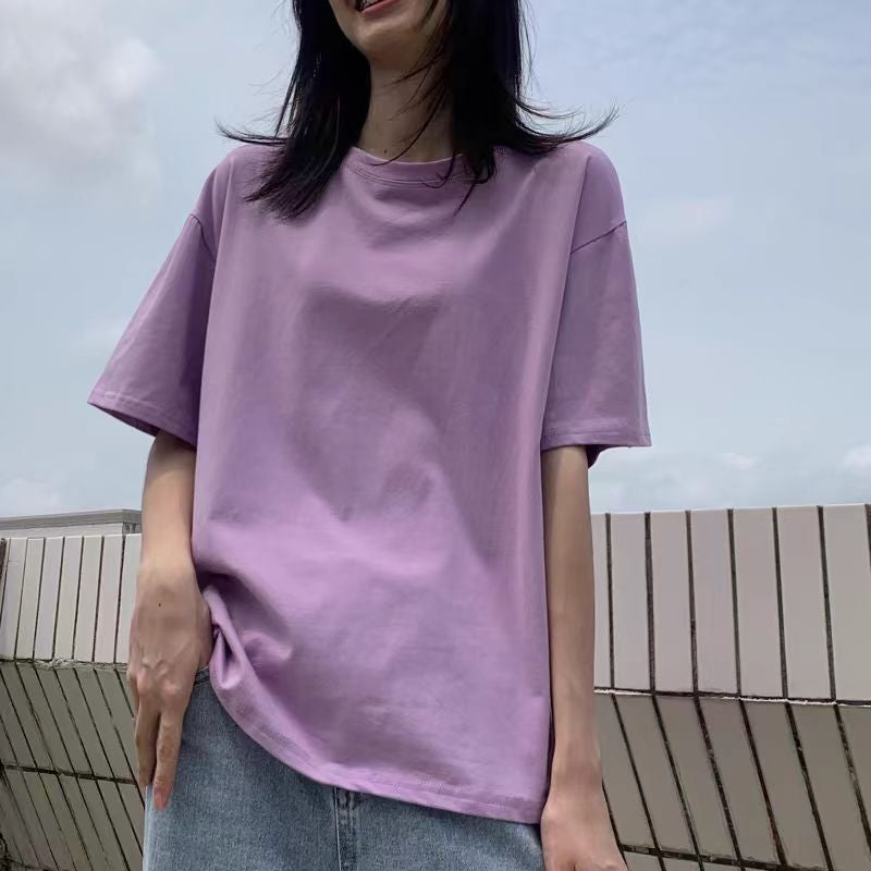 Simple Black Short-Sleeved T-Shirt Women'S Summer Loose Korean Fashion Multicolor Internet Popular Ins Super Popular - Image 3