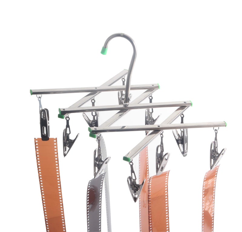 eTone Darkroom Film Negative Drying Hanging Rack Frame Foldable Hanger Windproof 10 Clips for 35mm 120 4x5'' Film - Image 1