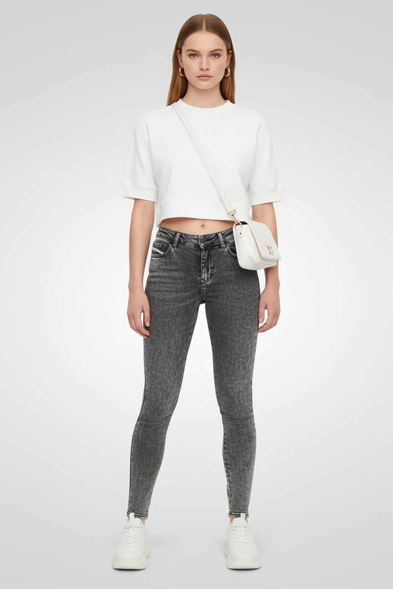 DIESEL Women Skinny Fit Washed Jeans, Grey - Image 2