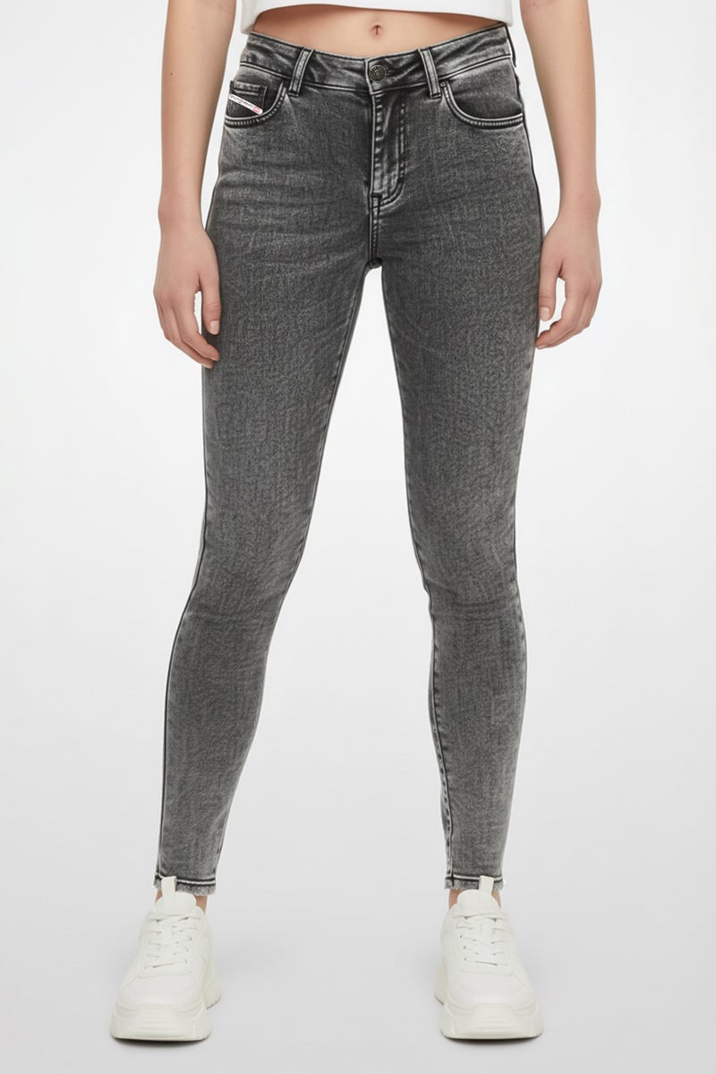DIESEL Women Skinny Fit Washed Jeans, Grey - Image 1