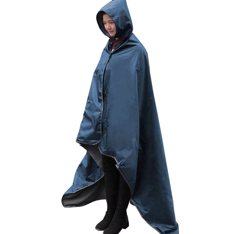 DUKUSEEK Large Waterproof Stadium Blanket for Cold Weather, Soft Warm Fleece Camping Blanket Windproof for Outdoor Sporting Events, Football Games,Navy Blue - Image 1