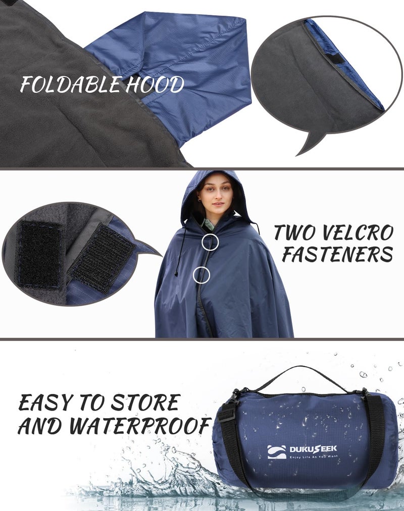DUKUSEEK Large Waterproof Stadium Blanket for Cold Weather, Soft Warm Fleece Camping Blanket Windproof for Outdoor Sporting Events, Football Games,Navy Blue - Image 3