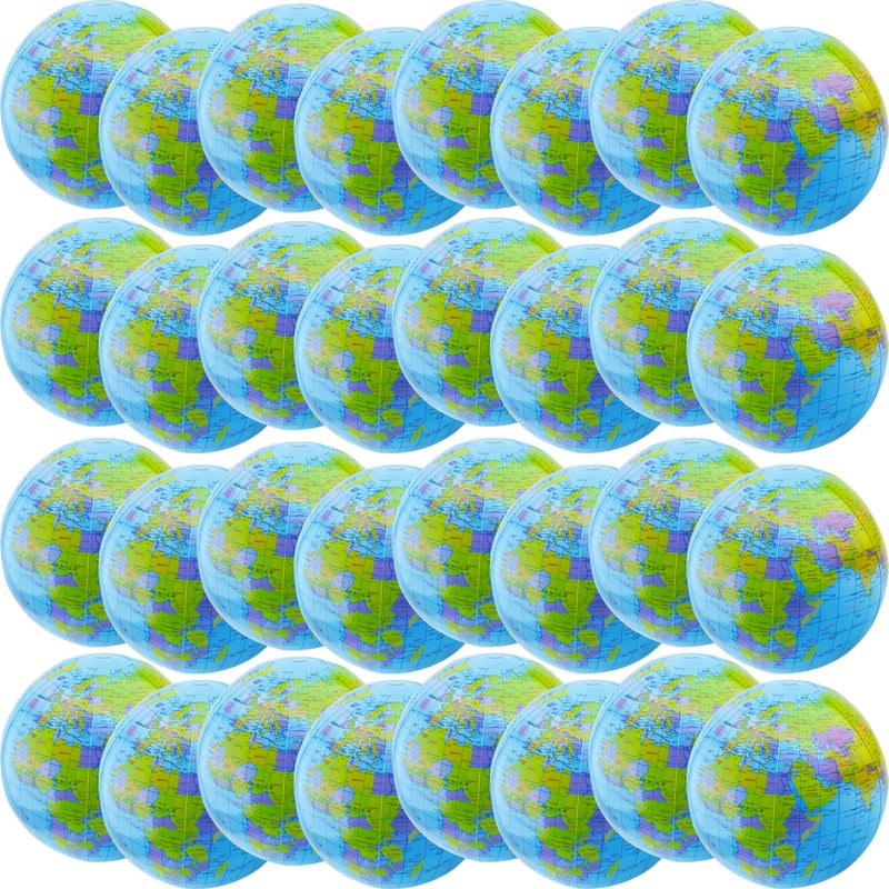 Restroma 32 Pack 16 Inch Inflatable Globe Bulk Blow up Beach Ball Large Inflatable World Globe for Classroom Teaching Beach Playing Pool Party Bags - Image 3